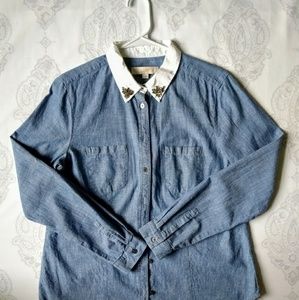 Anne Taylor LOFT | Embellished Chambray Shirt